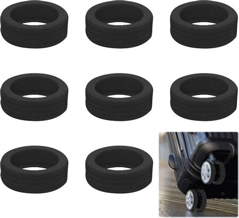 Deklc Luggage Wheel Covers8pcs Portable Black Silicone Wheel Cover Suitcasereduce Noise