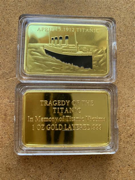 lingou  comemorativ titanic placat cu aur   capsula protectie