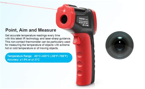 Infrared Thermometer Eventek Ir Laser Thermometer Non Contact Digital Temperature Gun 50°c