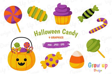 Candy Halloween Clipart Set Graphic By Grow Up Design · Creative Fabrica