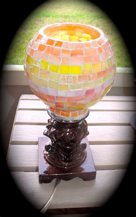 Mosaic Stained Glass Lamp Skin Enhancing Pastel Shades Of White Peach Yellow And Pink Make