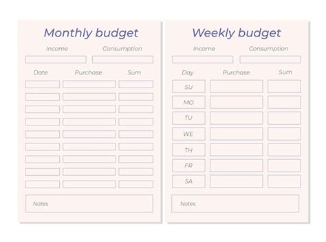 Planificateur De Budget Hebdomadaire Et Mensuel Vecteur Premium