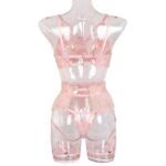 Feather Sexy Transparent Lingerie 3 Pcs Set Power Day Sale