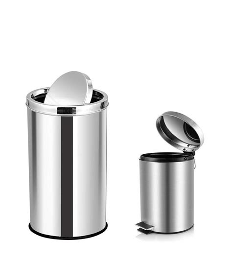 Mofna Stainless Steel Dustbin Combo Of Pedal Dustbin X Liter And