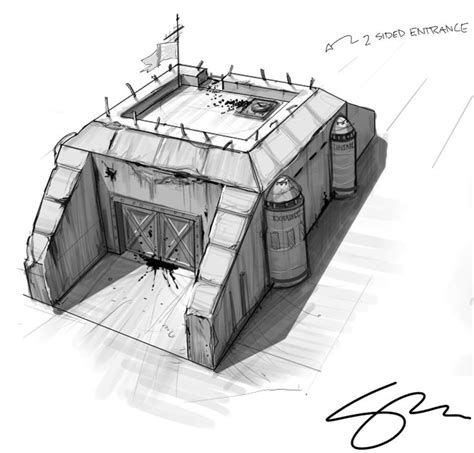 Zombie Gunship: Zombie Safe Bunker Concept Art A | Sci fi building, Building concept, Scifi building