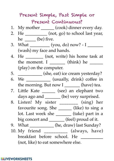 Present Simple Past Simple Present Continuous Simple Past Tense