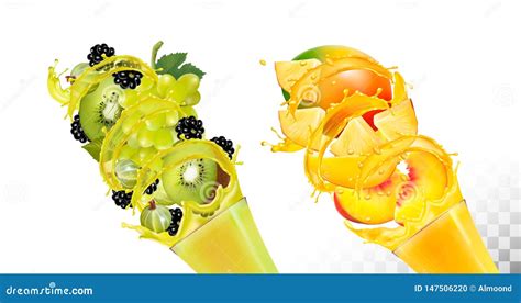 Fije De Chapoteo Del Zumo De Fruta En Vidrios Vector Ilustraci N Del