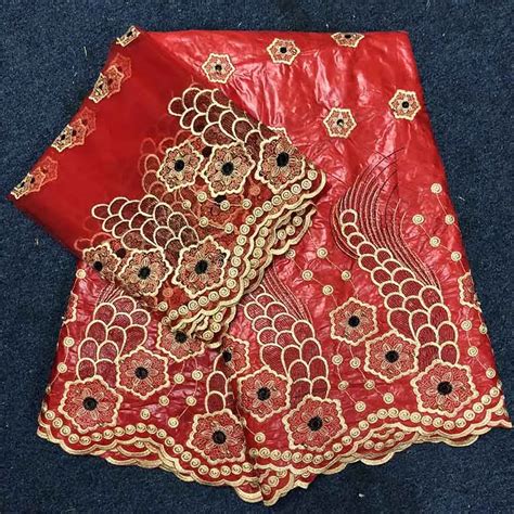 New African Bazin Riche Red Lace Fabric African Bazin Riche Fabric