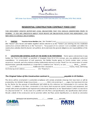 Residential Construction Contract Template 2020-2025 - Fill and Sign ...
