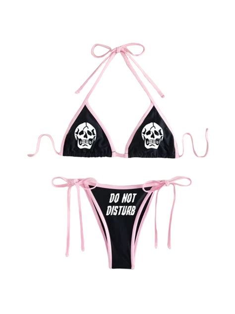 Funny Bikini Sets For Women Cheeky Graphic Crop Bra Top And Donot