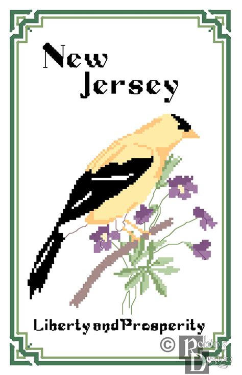 New Jersey State Bird Flower And Motto Cross Stitch Pattern PDF Etsy