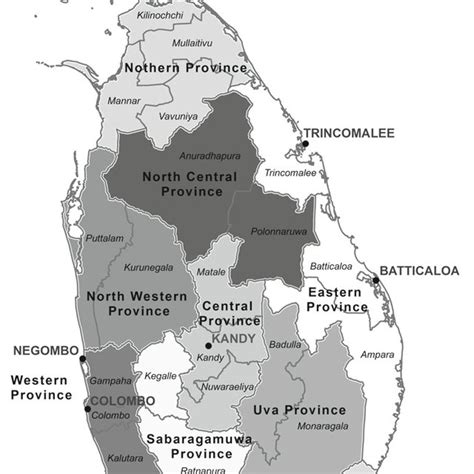 administrative province  district map  sri lanka source