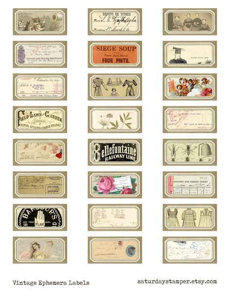 Vintage Ephemera Labels Digital Printable Vintage Etsy Artofit