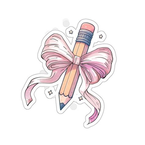 Coquette Pencil Teacher Pink Bow School Sticker Vinyl Durable Girly