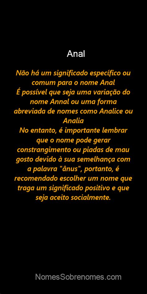 Qual O Significado Do Nome Anal