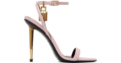 Tom Ford Pink Printed Lizard Pointy Naked Sandals In Black Lyst