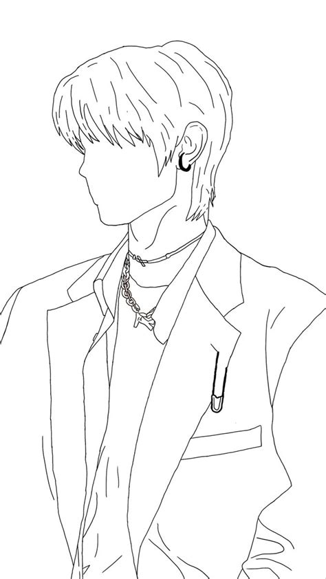 Enhypen Sunghoon Outline Drawing