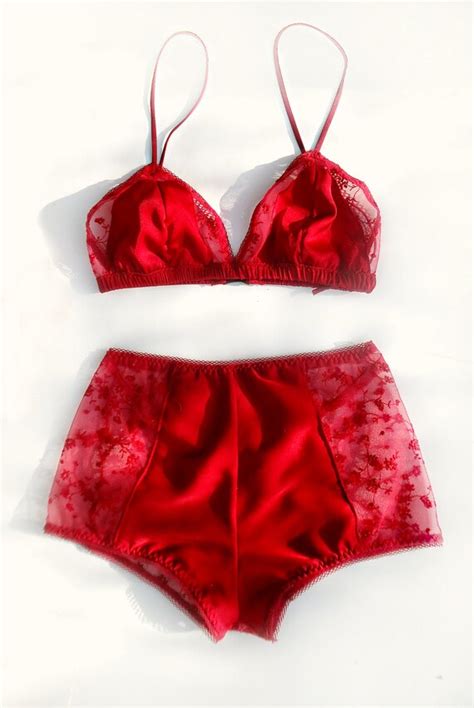 Lingerie Set Red Lingerie Red Silk Lingerie Sheer Lingerie