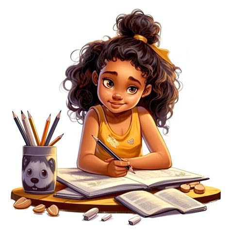 Ilustra O D De Uma Linda Garota Latina De Anos Escrevendo Estilo Cartoon Ai Generated Foto