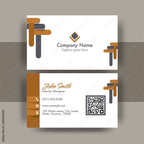 Front And Back View Of Visiting Card Design For Interior Designer. Stock Vector | Adobe Stock