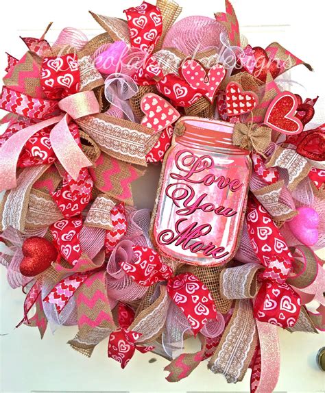 Valentine S Day Burlap Deco Mesh Wreath Valentine Mesh Wreaths Diy