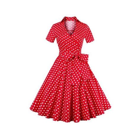 Retro Polka Dot Print Bowknot Flare Dress Brl Liked On Polyvore