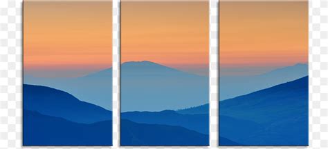 Mountain Silhouette Peach 3 Panel Canvas Wall Art Canvas, Collage, Nature, Outdoors, Sky Clipart ...