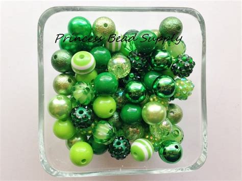 12mm Bulk Bead Mix Shades Of Green 12mm Beads 100 12mm Chunky Bulk