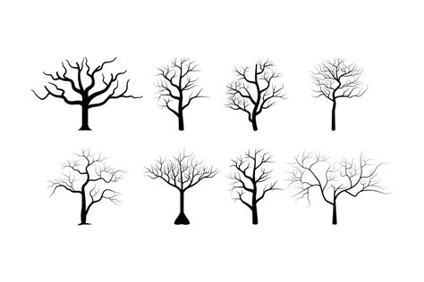 Dead Tree Silhouettes Vector Dying Black Scary Spooky Trees Forest