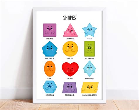 Kids Geometric Shapes Print Educational Montessori Preschool | Etsy ...