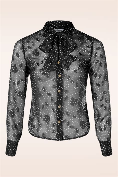 Banned Retro S Rose Pussy Bow Blouse In Black Shop At Topvintage