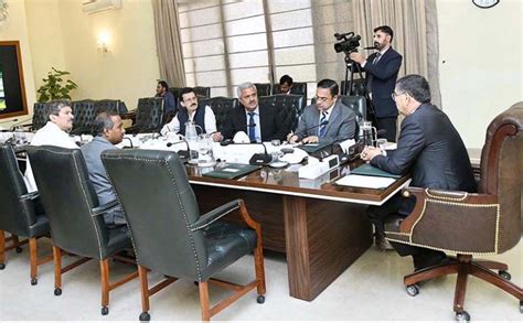 Caretaker Prime Minister Anwaar Ul Haq Kakar Chairs A Meeting To Review