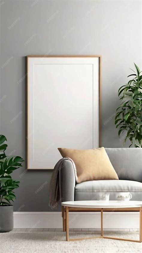 Premium Photo Frame Mockup Iso A Paper Size Living Room Wall Poster