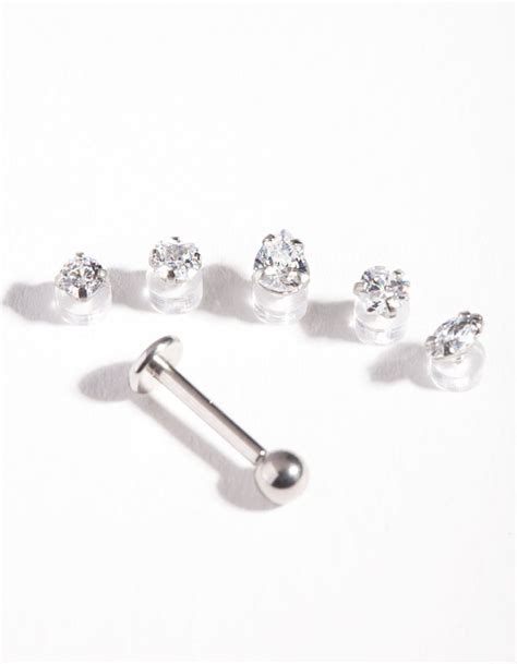 Surgical Steel Cubic Zirconia Flat Back 6 Pack Lovisa