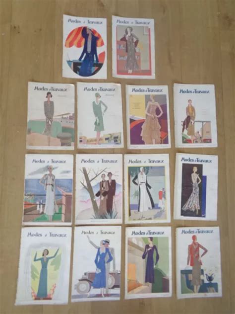 Art Deco Lot Of 14 Vintage Magazines Modes Et Travaux 1930s Fashion