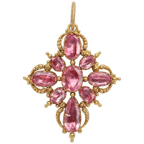 Incredibly Vibrant Pink Topaz Georgian Pendant At 1stdibs