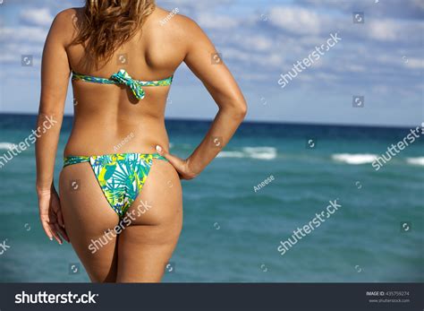 Back Side Woman Sexy Bluegreen Bikini Stock Photo Shutterstock