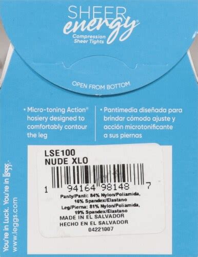 L Eggs Sheer Energy Medium Support Sheer Pantyhose Nude Ct Kroger