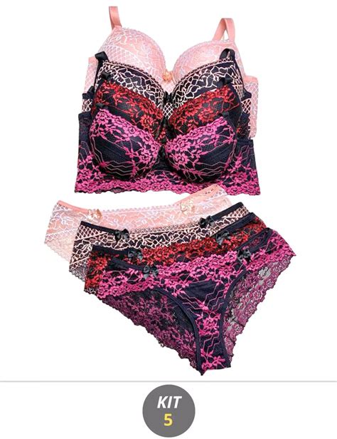Kit Conjunto Lingerie Plus Size De Renda Sensual Tj Vip