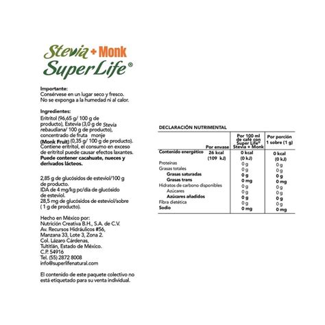 Endulzante Super Life Stevia 200 Sobres De 1 G Cu Walmart