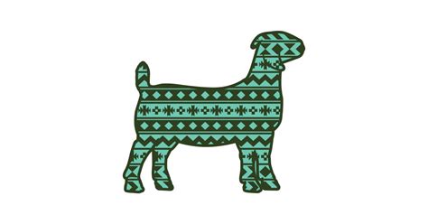 Show Boer Goat With Green Southwest Aztec Pattern Livestock Show Goat