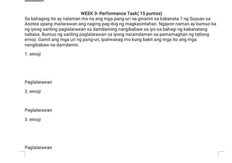 Week Performance Task Puntos Sa Bahaging Studyx