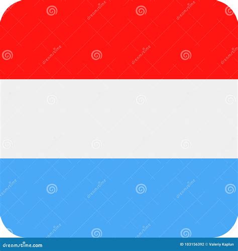 Luxembourg Flag Vector Square Flat Icon Stock Illustration