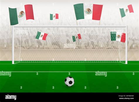 Mexico Football Team Fans With Flags Of Mexico Cheering On Stadium