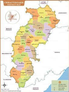 chhattisgarh district map including boundaries district headquarters