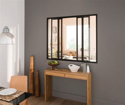 Verrière ATELIER ARTENS fixe en aluminium noir mat 5 carreaux H 108 x l