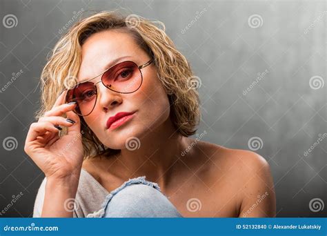 Blonde With Glasses Stock Photo Image Of Background