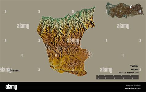 Shape Of Giresun Province Of Turkey With Its Capital Isolated On