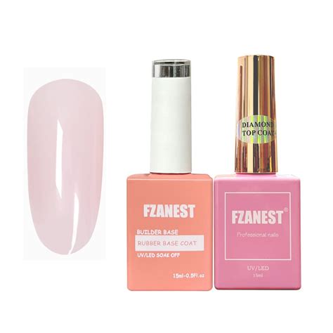 FZANEST Nude Builder Gel For Nails And Diamond Top Coat Set Natural Base Color Rubber Base Gel