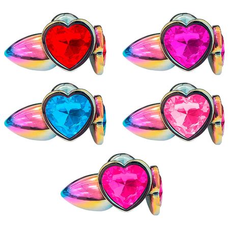 Plug Anal De Aço Inoxidável Colorido Pedra Formato Coração Tamanho